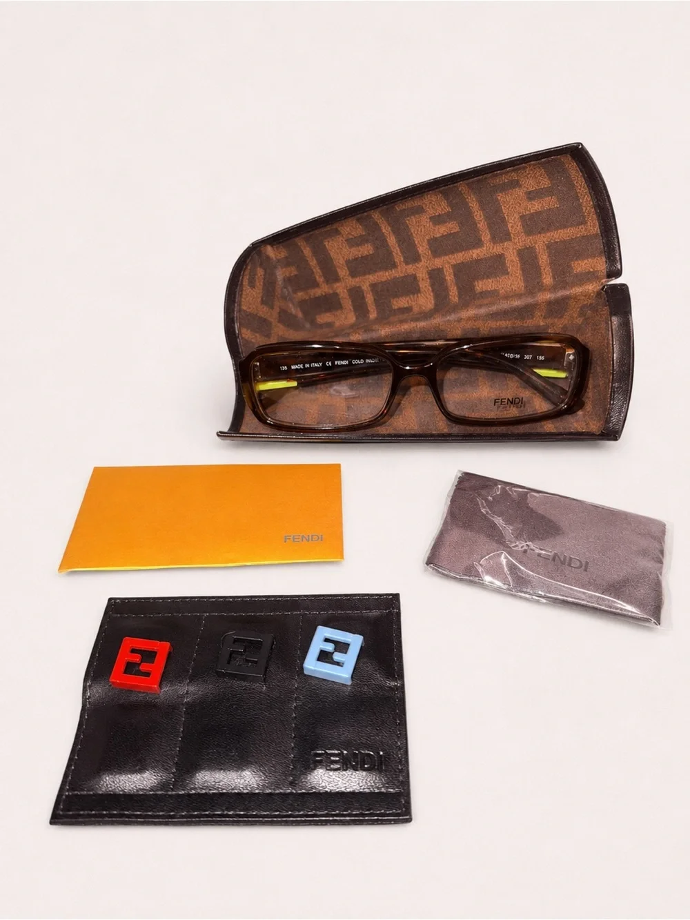 Fendi Italy F880 207 54-15-135 Brown Plastic Full Rim Eyeglasses Frame